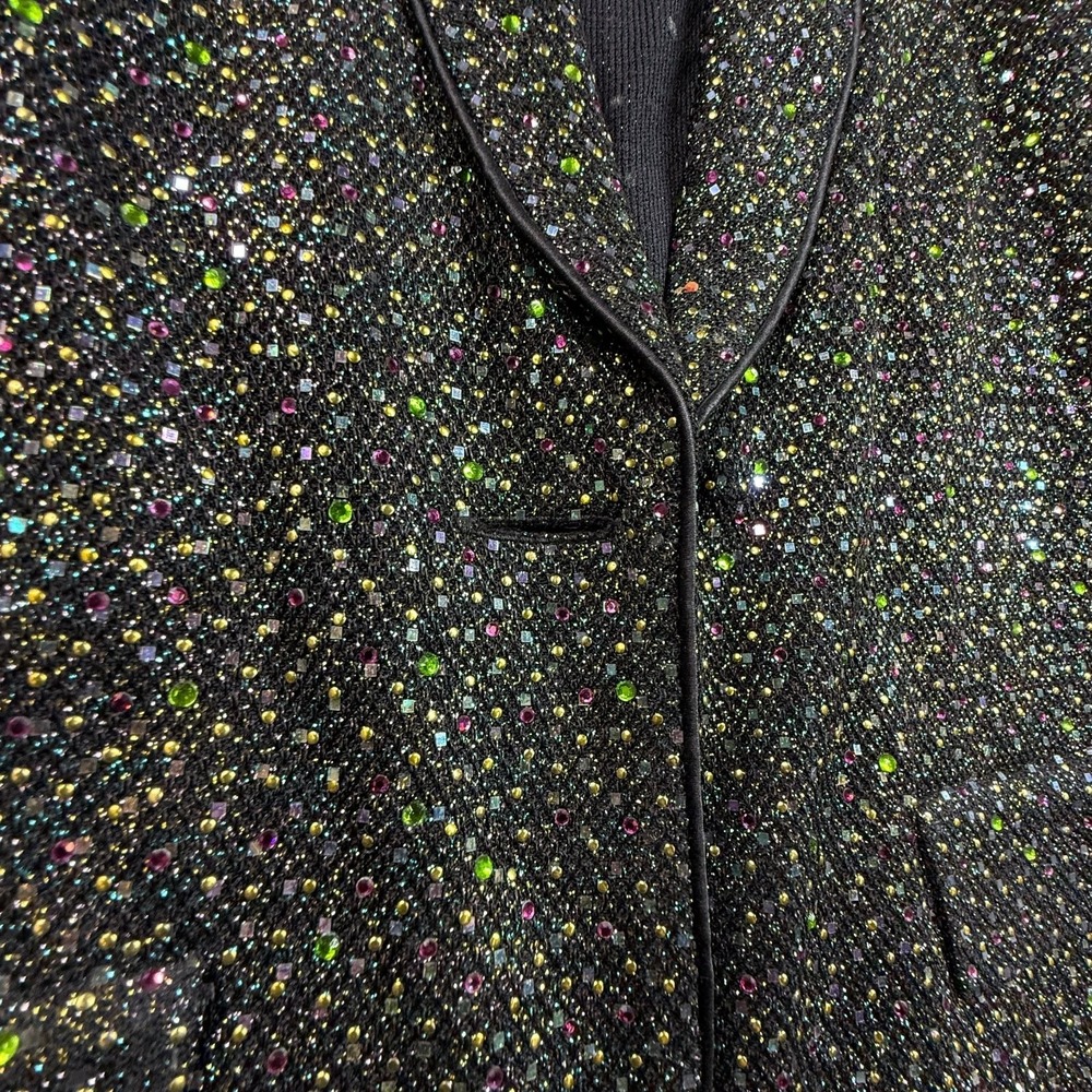St. John Couture Marie Gray Womens 8 Sequin Embellished Blazer Black Beaded VTG - Picture 12 of 15